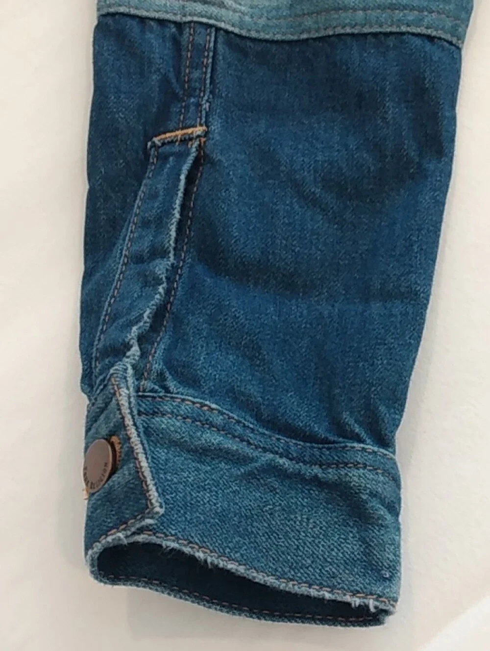 True Religion Men's Patchwork Deconstructed Faded Blue Denim Jacket, Y2K Size XS